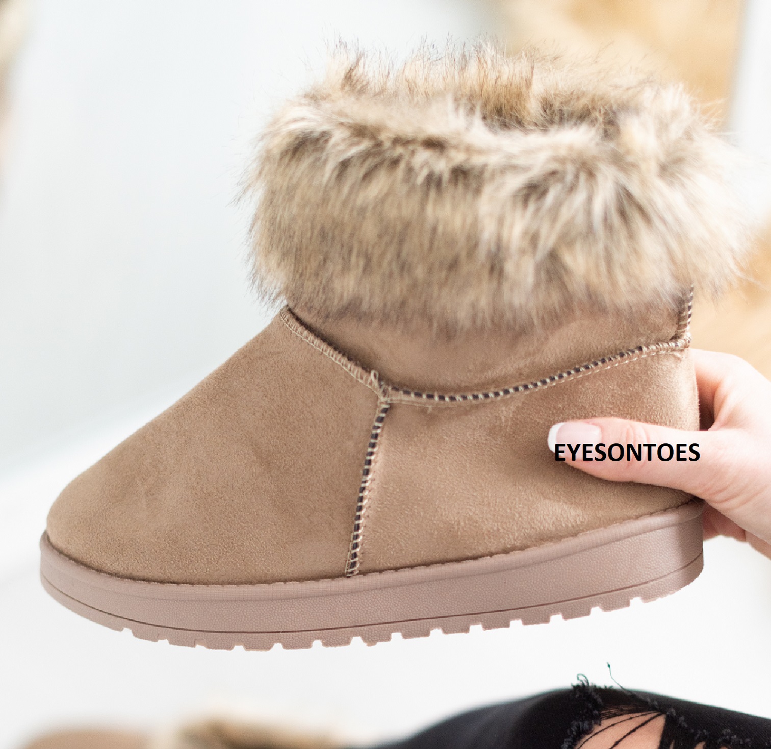 WOMENS ANKLE LADIES WARM WINTER FAUX FLUFFY FUR LINED SNUGG SHOES BOOTS ...
